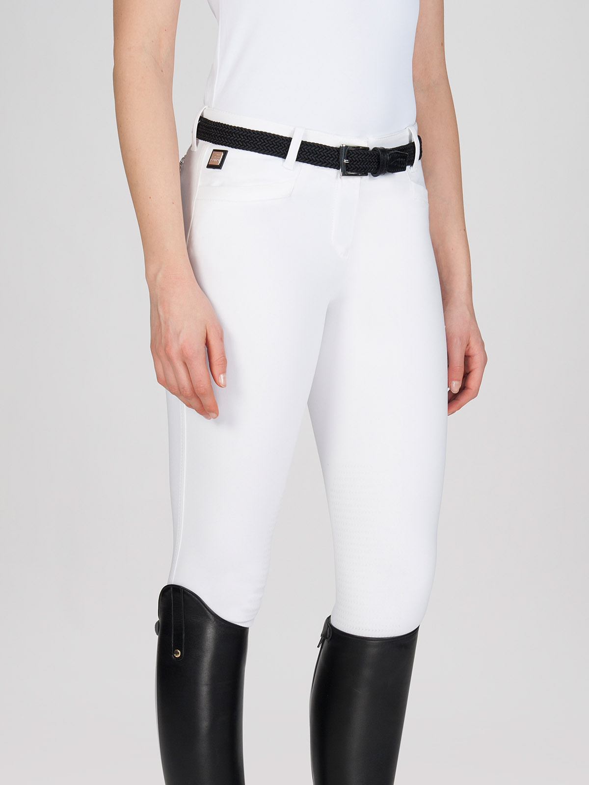 women's Equiline ASH Breeches with X-Grip Knee Patch in white