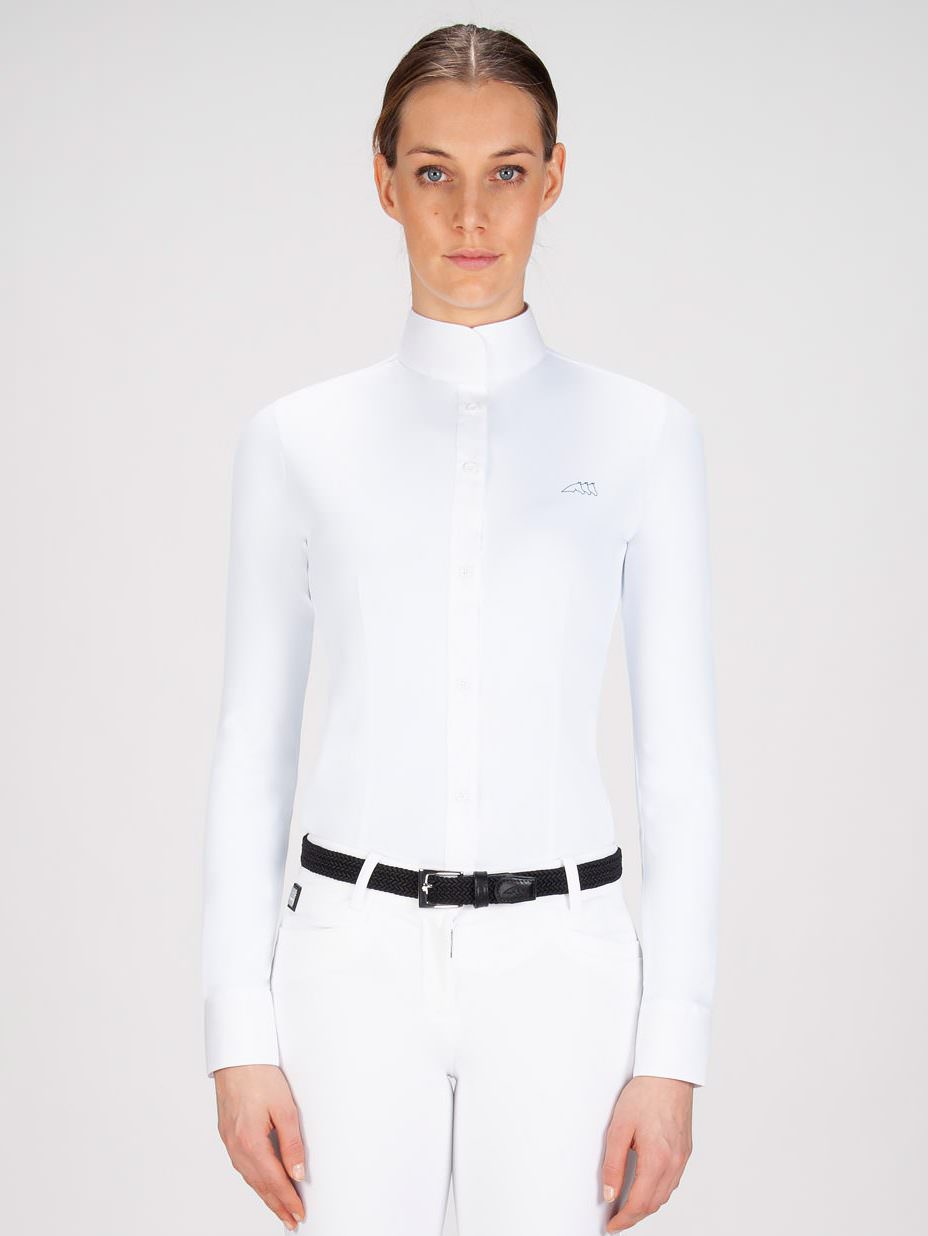 Equiline white women's long sleeve show shirt victoria