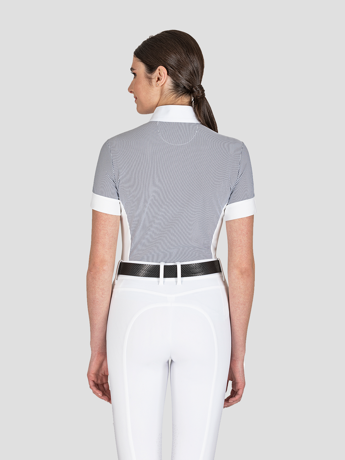 Eliciae Short Sleeve Women's Pinstripe Show Shirt - rear view