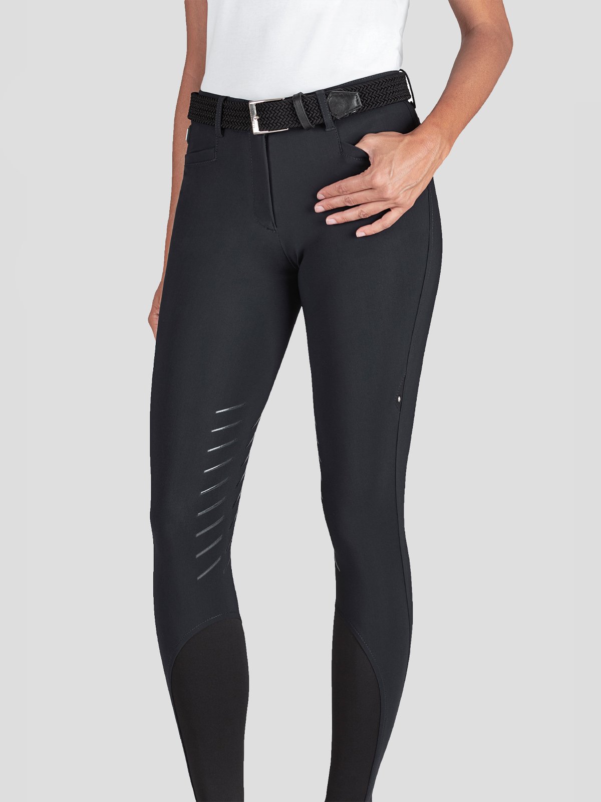 CATIRK SUMMER WEIGHT KNEE GRIP BREECHES - black color - front view