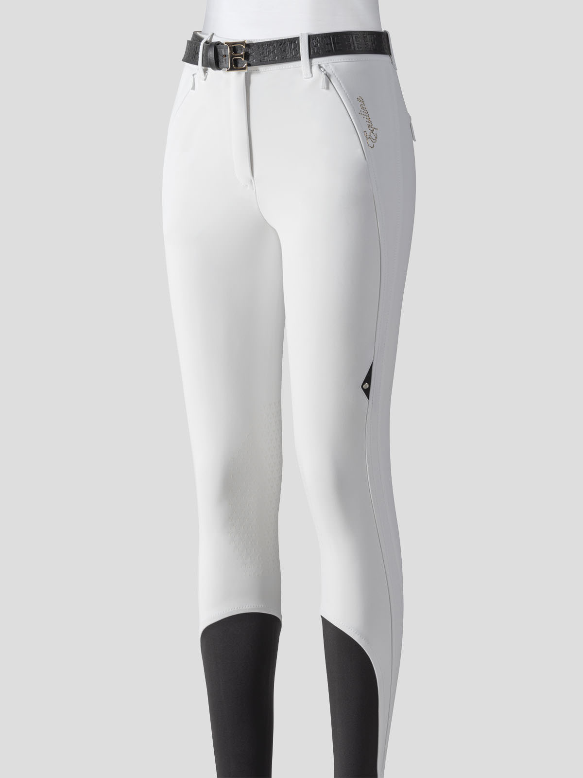 ETTIEKH B-MOVE WOMEN'S HIGH-WAISTED KNEE PATCH BREECHES - White- Front side