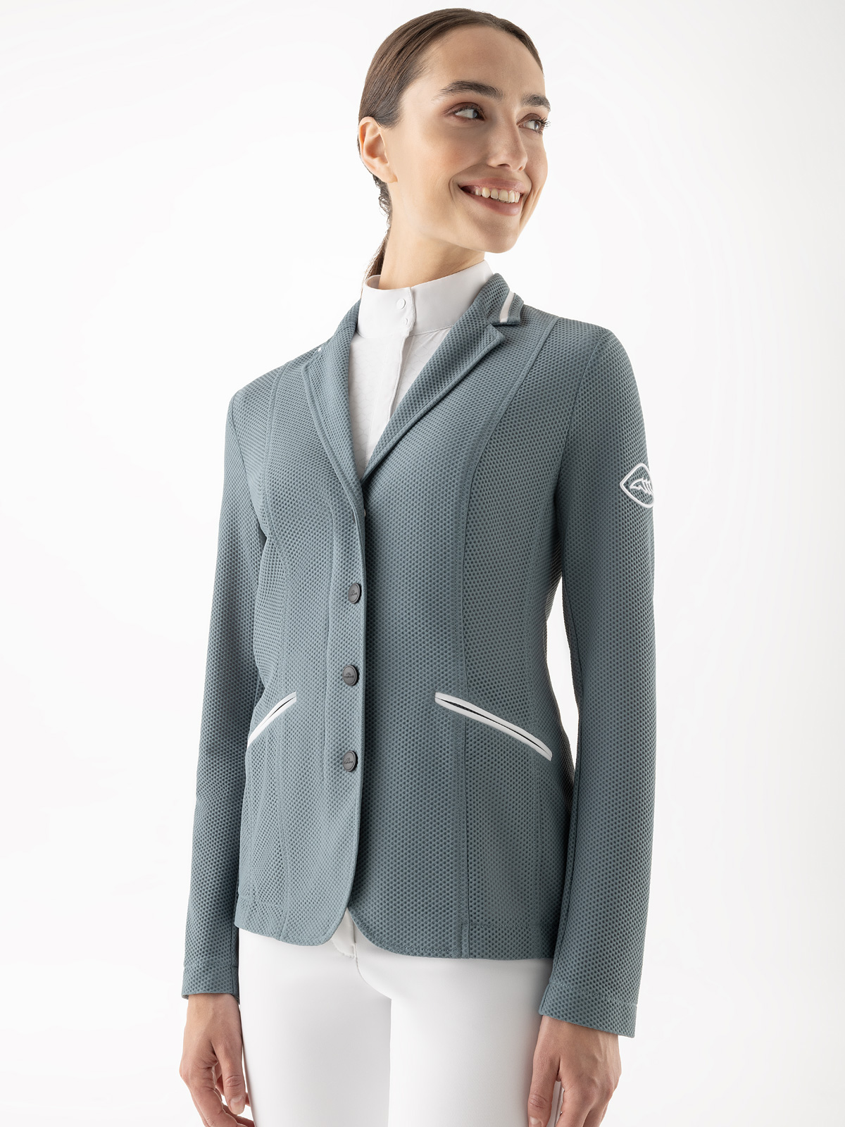 Equiline EQCIGIAC - Women's Mesh Show Coat, Forest Green color, front view