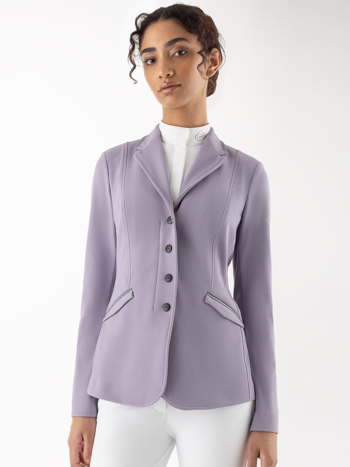 Equiline EQGARCIA - Women's Show Coat with Swarovski details, Mauve color, front view