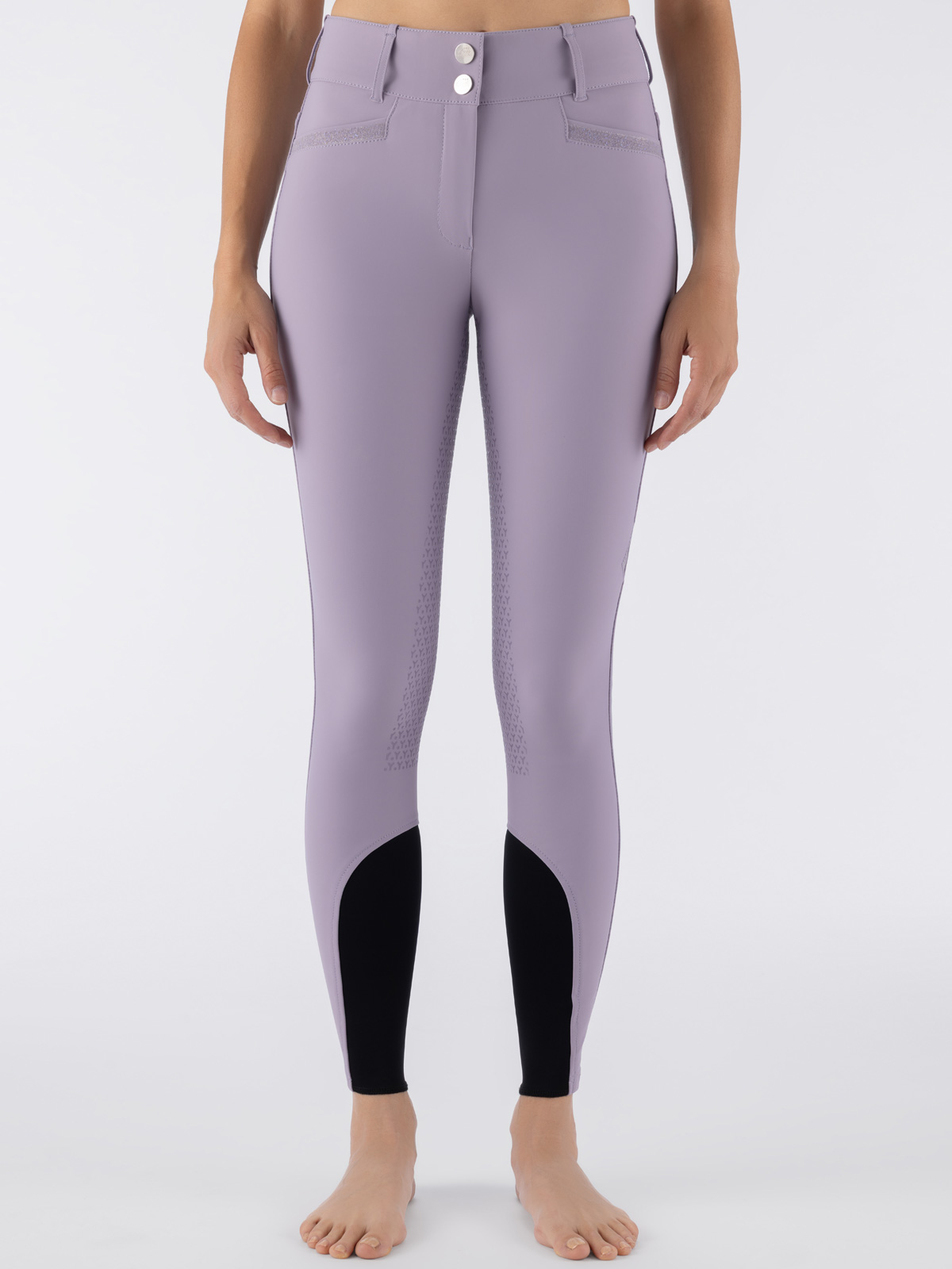 Equiline EQCRYSTALEF - Women's High Waist Full Grip Breeches, mauve color, front view