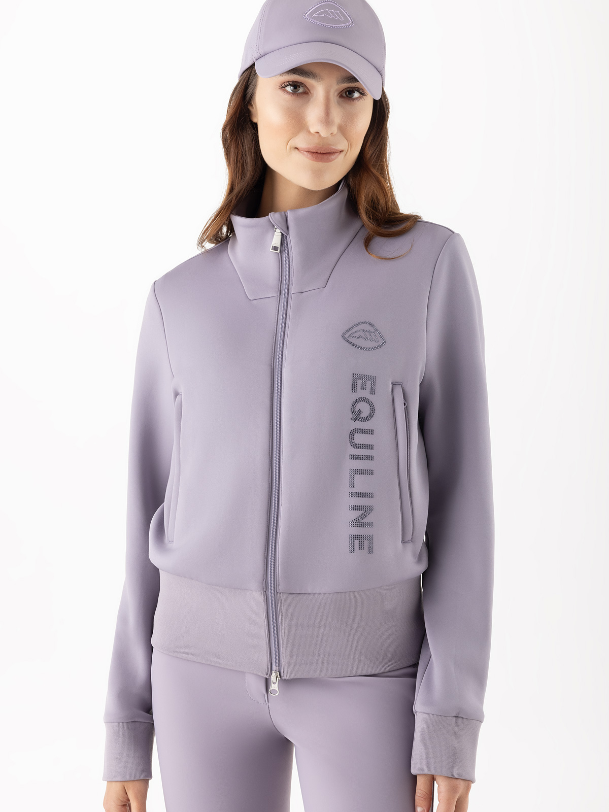 Equiline EQGLEMPA - Women's Full-Zip Tech Sweatshirt, Mauve color, front view