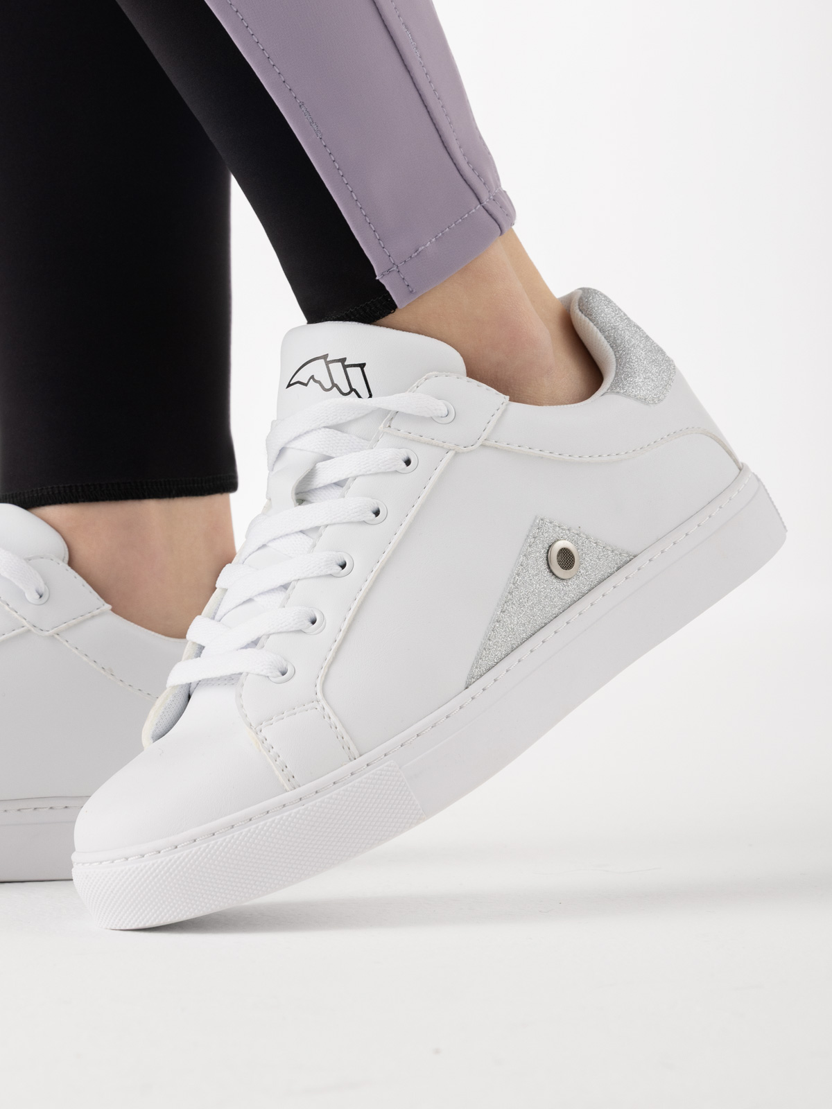 Equiline EQRUDIG - Women's Sneakers white and silver colors, left shoe view