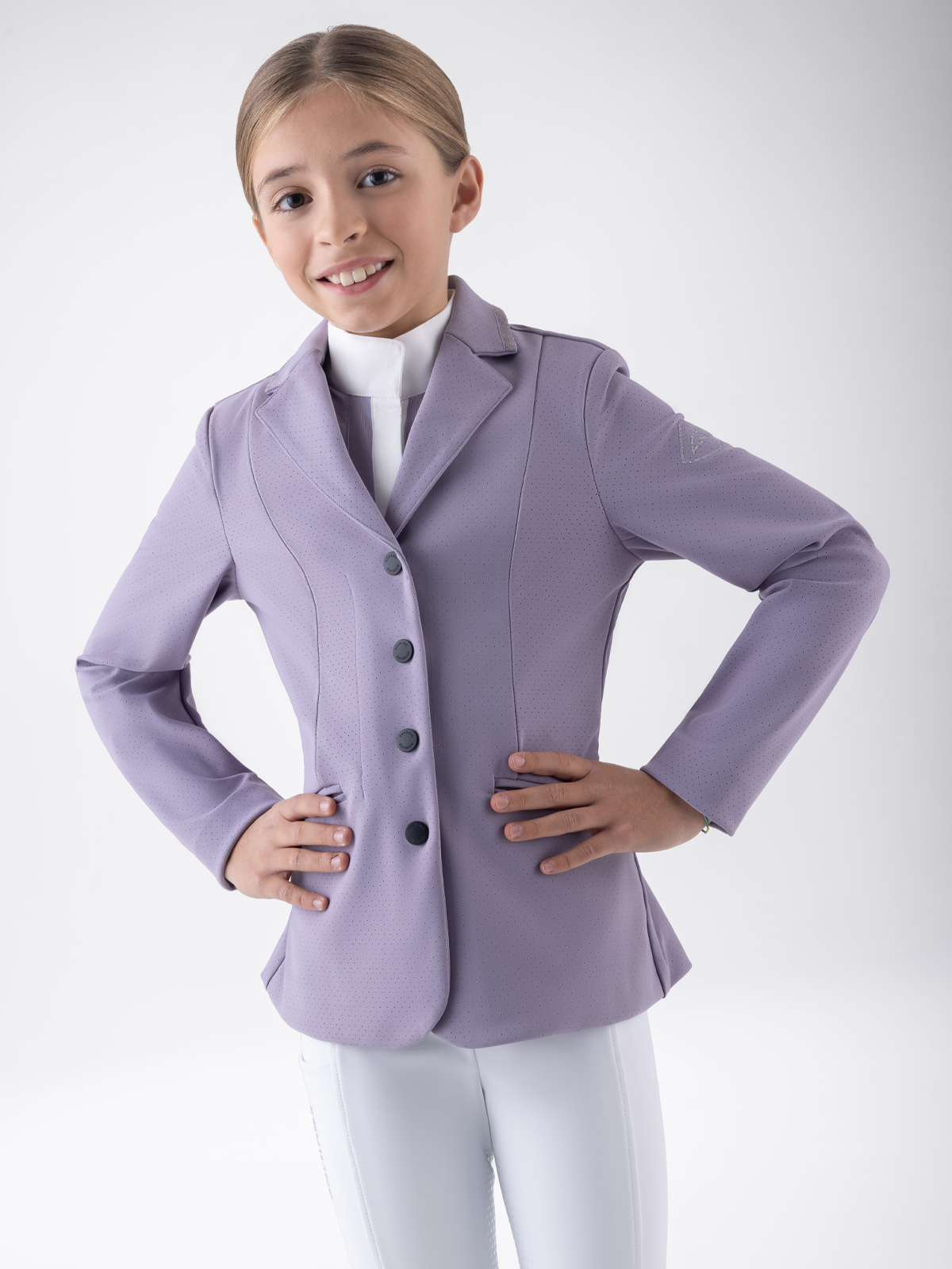 Equiline EQGINGA - Junior Show Coat , mauve color front view