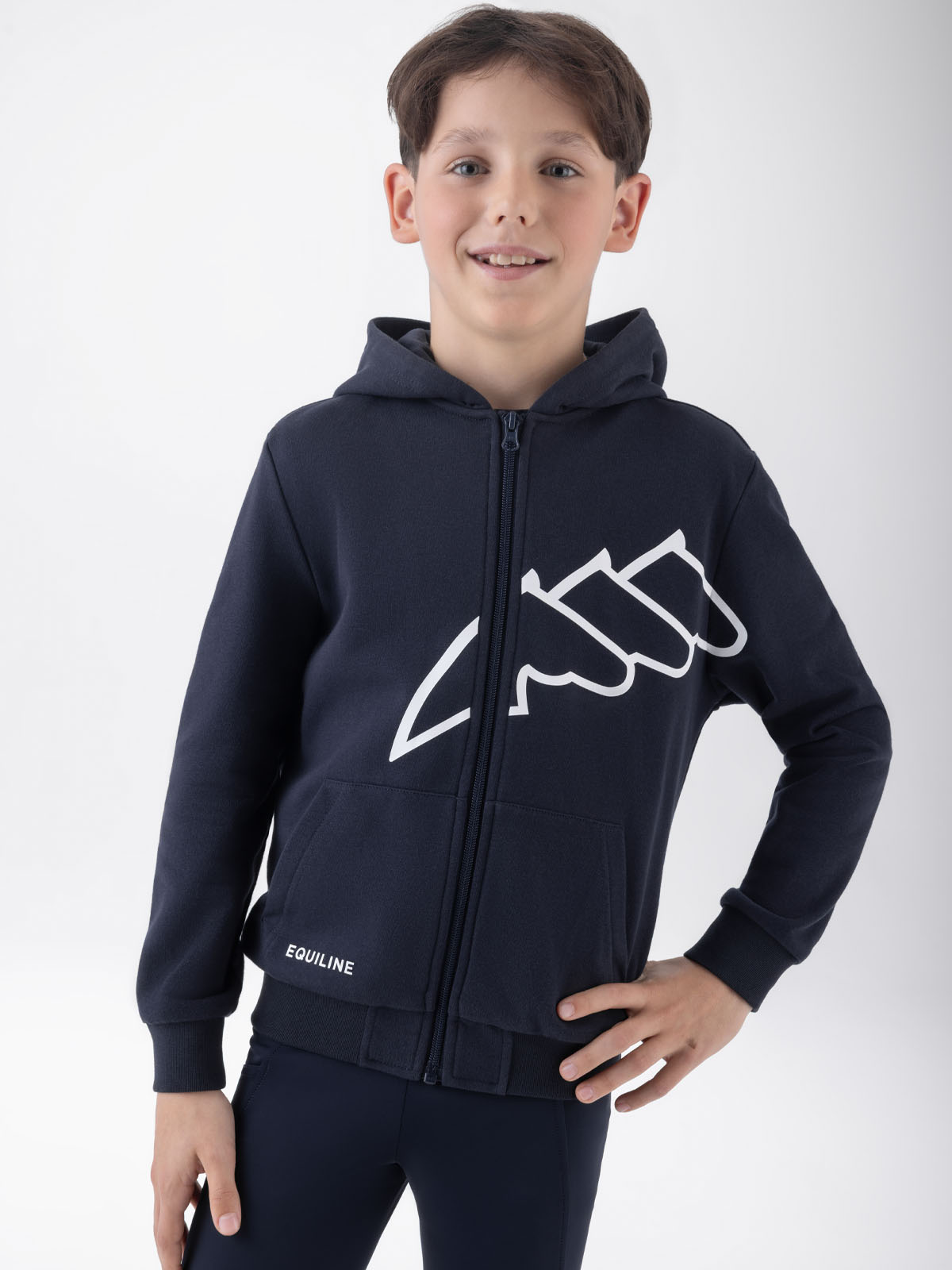 Equiline EQCLAMA - Junior Full-Zip Hoodie front view, on model