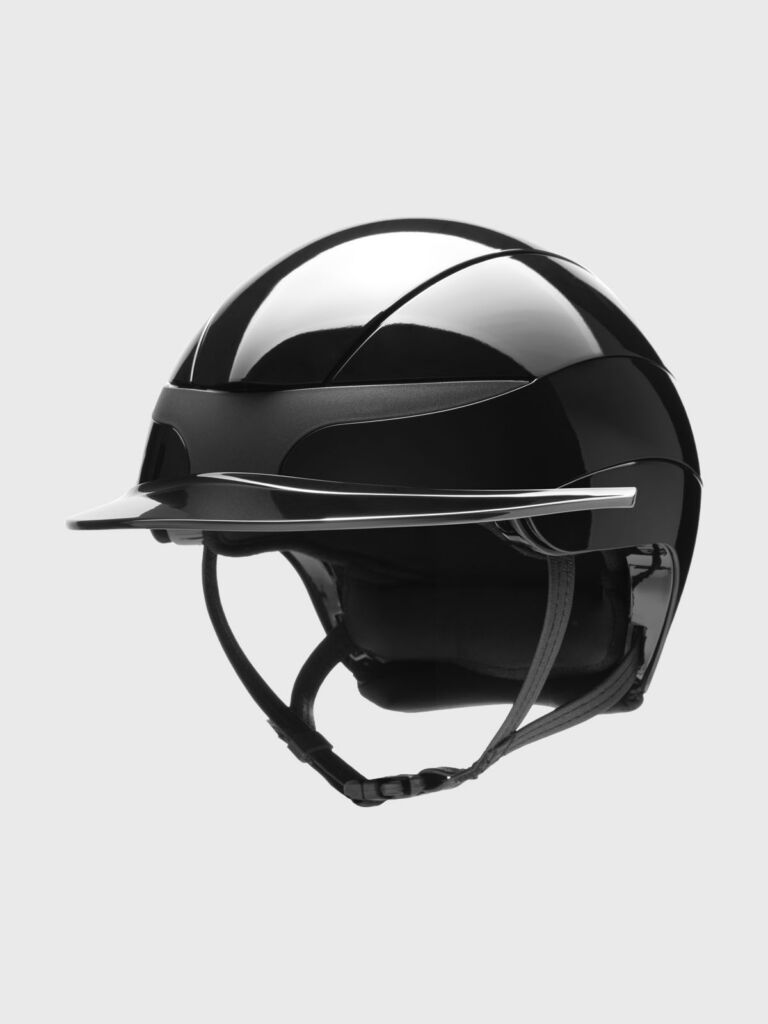 Equiline Xanto Helmet in glossy black color, front left view