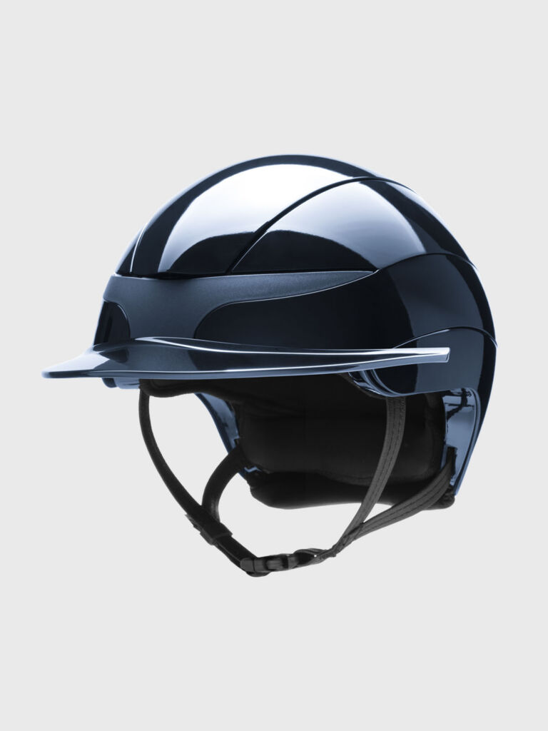 Equiline Xanto Helmet in glossy blue color, front left view