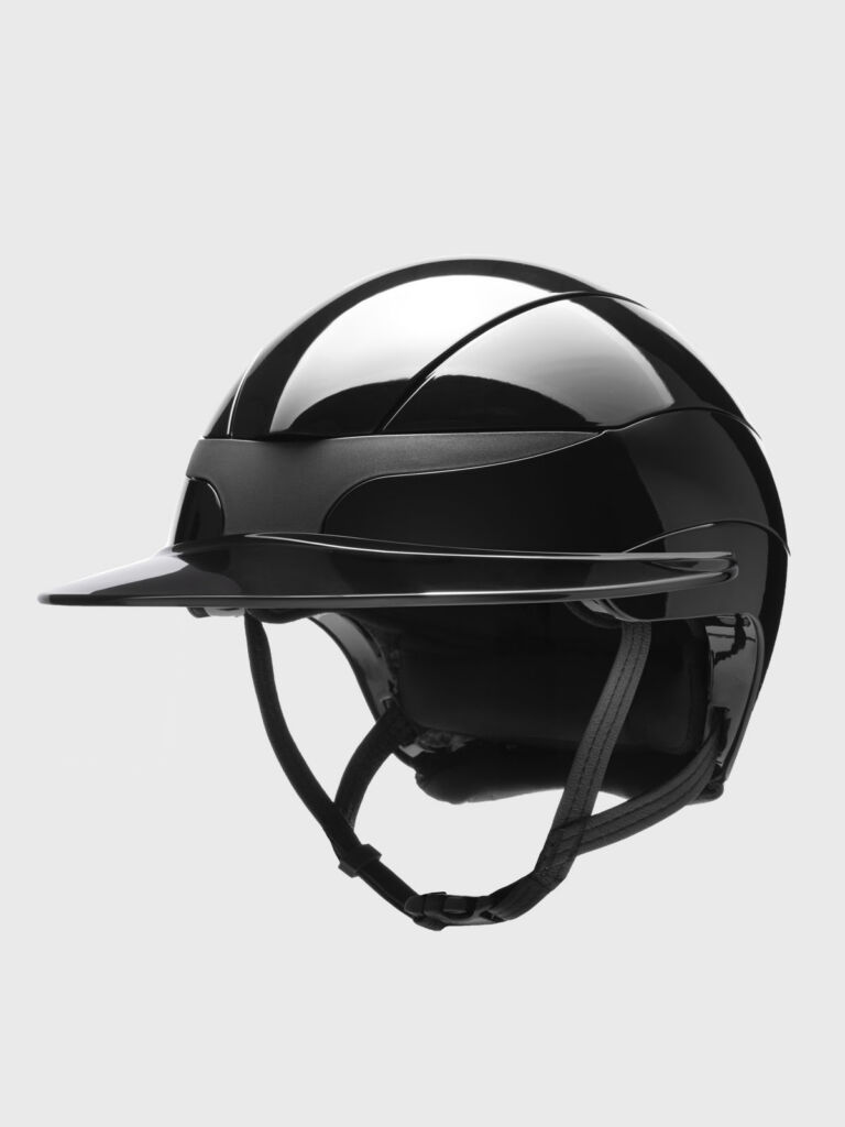 Equiline Xanto Helmet in glossy black color, front left view