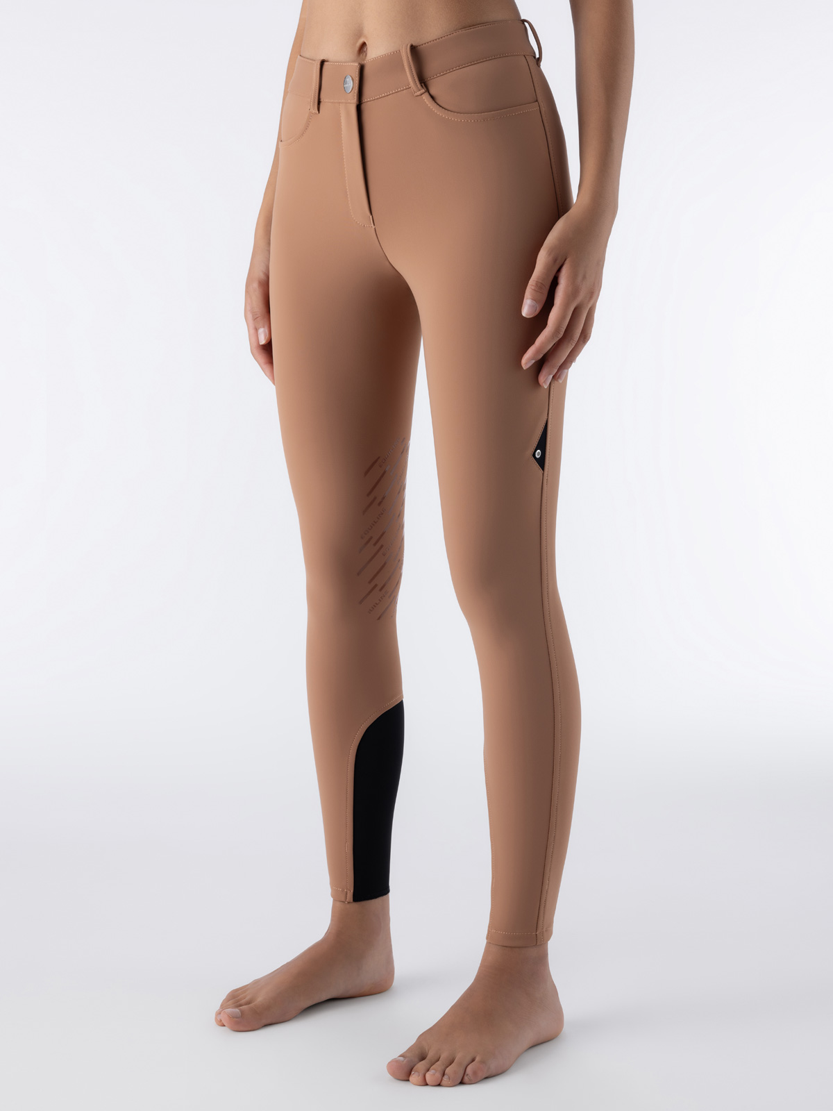 Equiline EQCORNEK - Women's Knee Grip Breeches in brown, front view