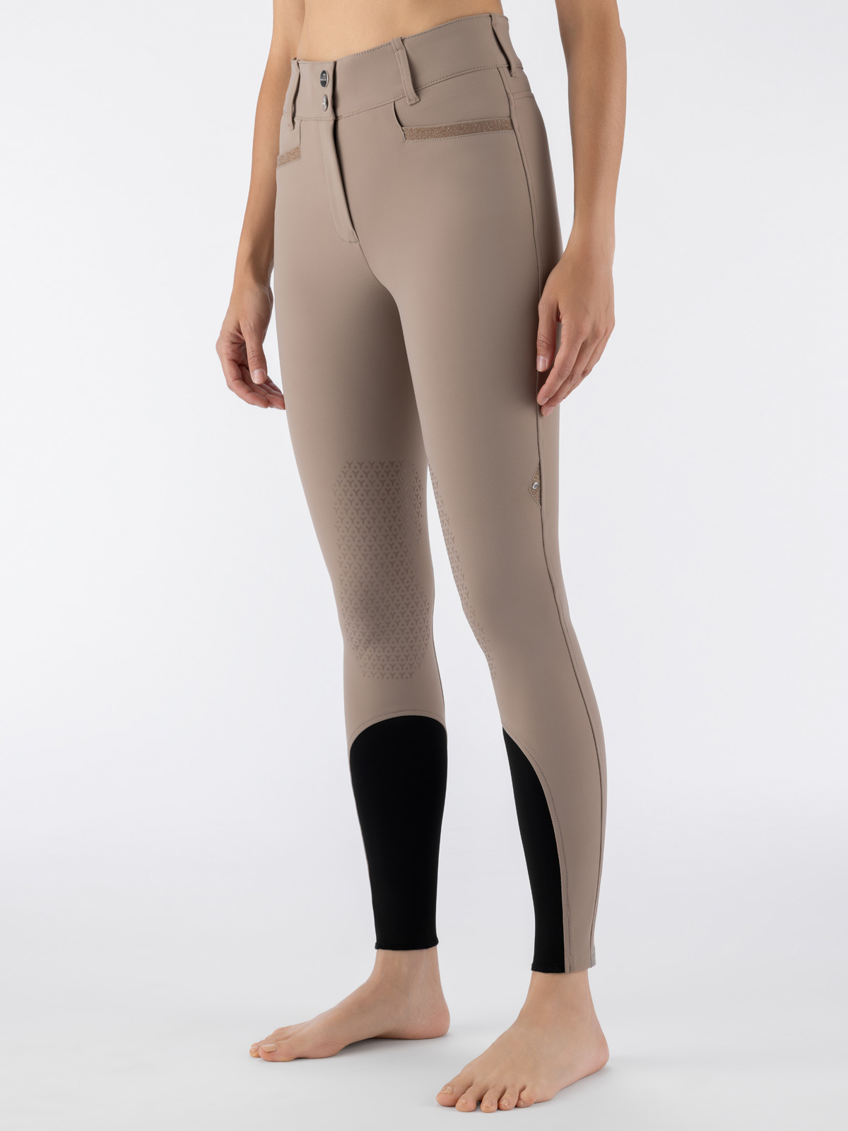 Equiline EQCRYSTALEK - Women's Knee Grip Breeches in brown, front view