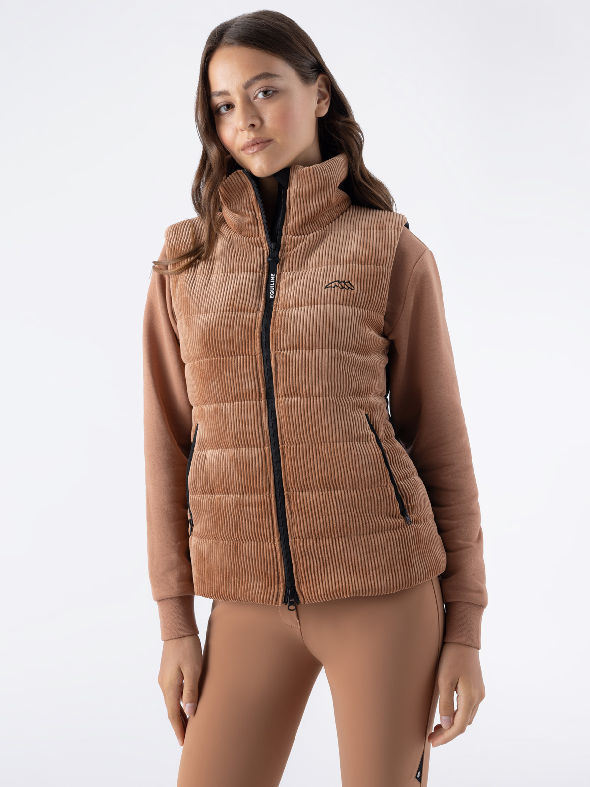 Equiline EQSIT - Women's Light Vest, in light dark brown color, front view